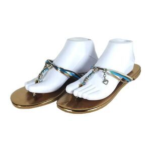 Candies Women's Y2K Vtg US 9-10 Bronze Flat Flip Flops Thong Sandals NWT